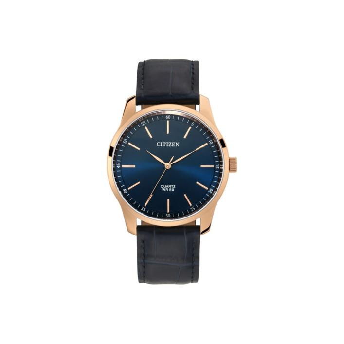 Citizen Business Casual 50M Waterproof Quartz Movement Genuine Leather Strap Watch 42Mm Men watches Blue BH5003-00L Blue Dial