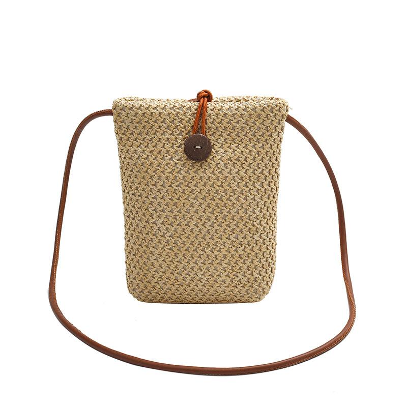 2025 Summer New Fashion Seaside Beach Vacation Straw Bag Women's Messenger Bag Mini Bag Mobile Phone Bag