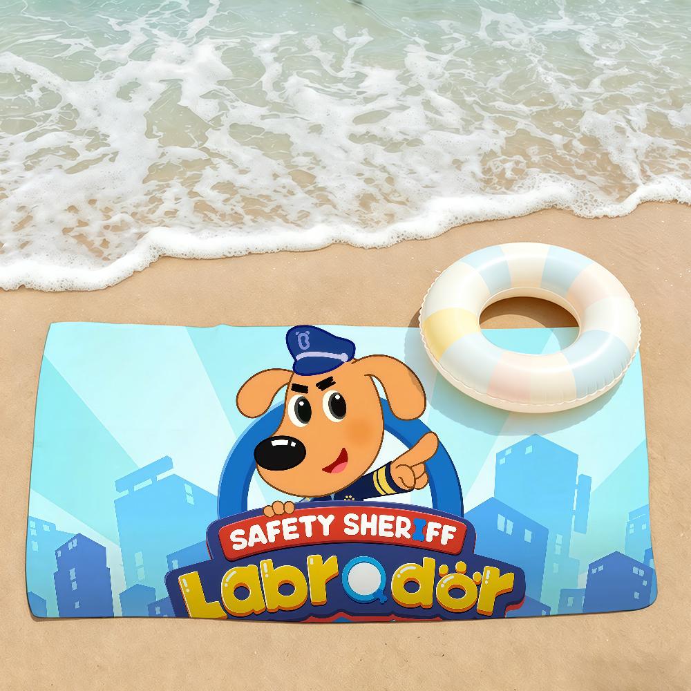 Asciugamano Cartoon Sicurezza S-Scieriffo L-Labrador Asciugatura Bagno Applicabile a Nuoto Leggero Campeggio Yoga Spiaggia Fuori