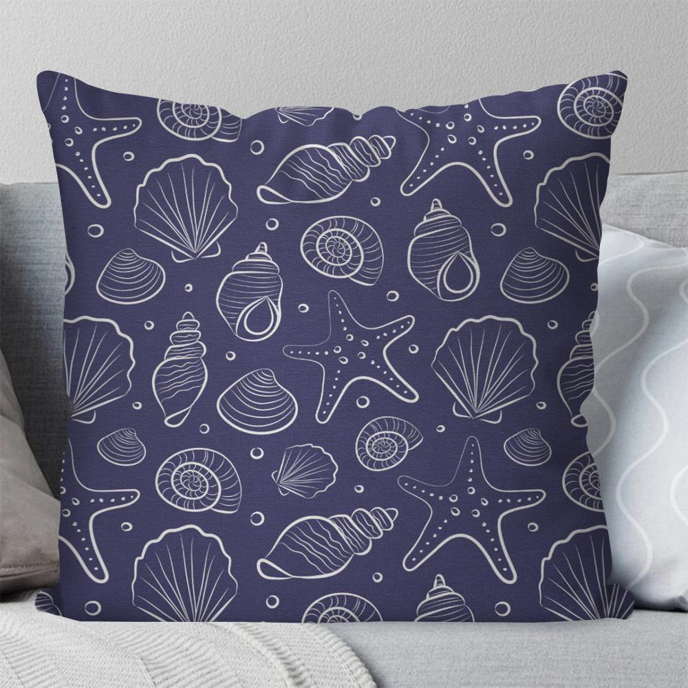 Marine Organism Shells Pillow Case Square Pillow Bedroom Sofa Leisure Comfort Cushion Car Living Room Home Decoration 40X40
