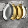 Korean Style Stainless Steel Oval Tray Plate for Cheong Fun, Fries, Snacks, Fish, Barbecue