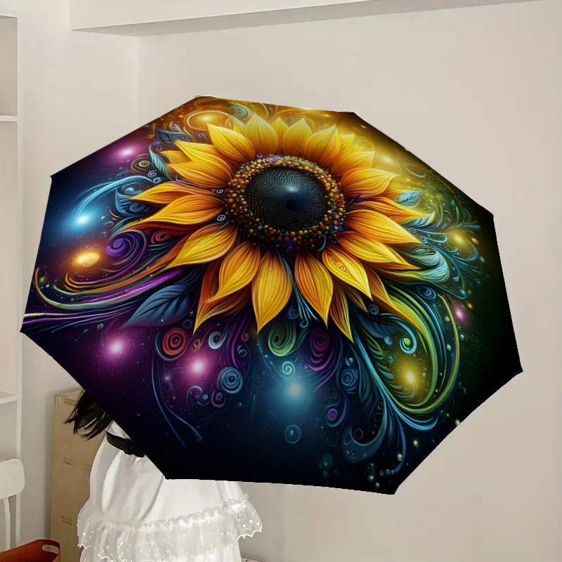1pc Colorful Sunflower Artwork Umbrella with Plastic Handle,Suitable for All Seasons Home Travel Outdoor UmbrellaDD1258