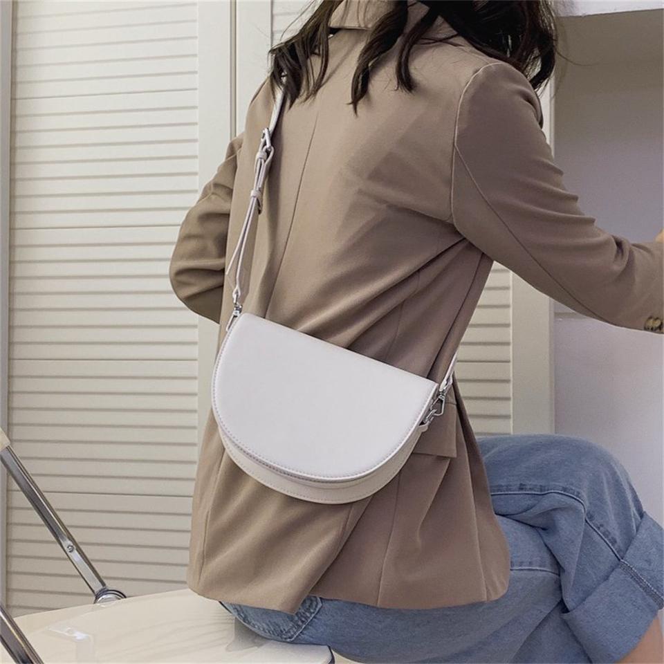 Solid Bag Retro Color Saddle High Quality Leather Shoulder Bags For Women 2024 New Simple Ladies Crossbody Bag Designer Handbags