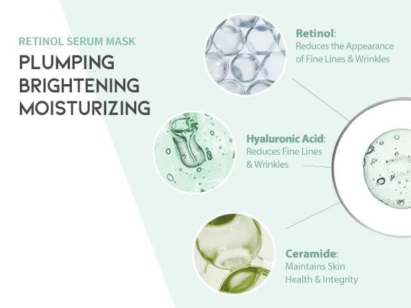 OOTD Retinol Hyaluronic Acid Serum Korean Sheet Mask Gift Pack Beauty Mask EVE Vegan Certified K Beauty Face Skin Care Face Mask Serum Bundle OOTD +