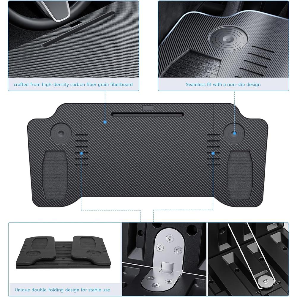 Foldable Car Laptop Desk Upgraded Tray Stand Compatible with Tesla Model 3/Y Steering Wheel Eating Table for Travel Work Camping