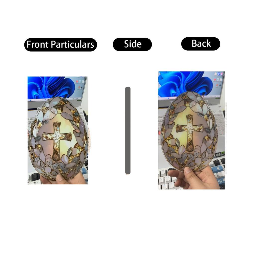 2dDecorative Easter Cross Egg Suncatcher, Stained Glass Window Hanging,