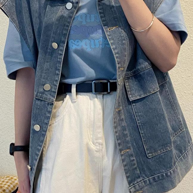 A New Korean-style InS-style Niche Belt Without Perforating, Unisex Simple and Retro Denim Belt