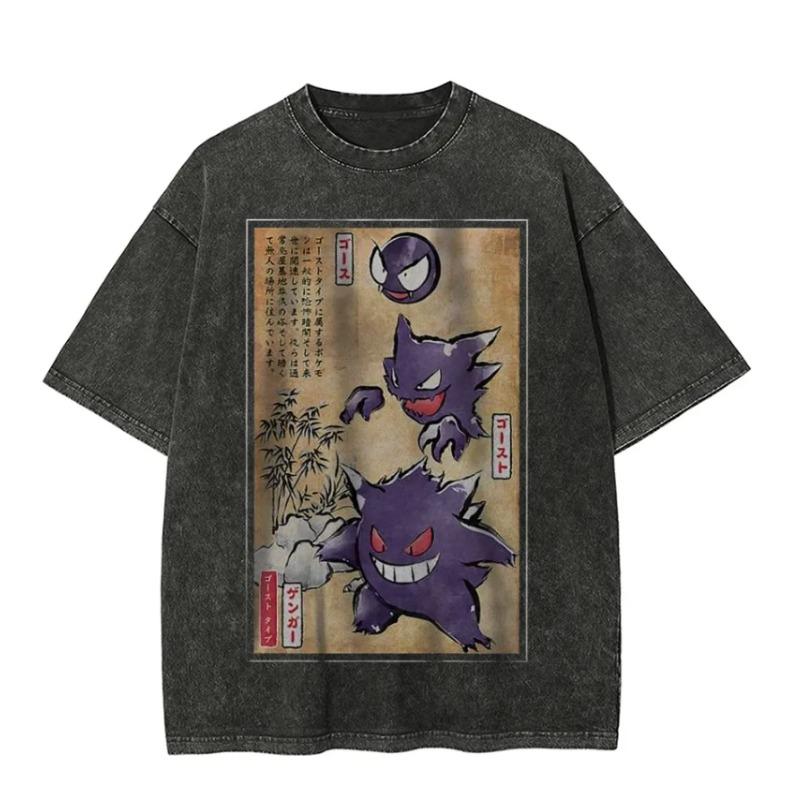 Pok é mon Men s Street Style Anime Printed Cotton T-shirt 2026 Summer Trendy Casual Wear S