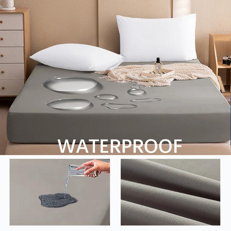 All-Season Waterproof Mattress Protector Soft Polyester Deep Pocket Sheet 8 Colors Modern Bed Fitted Sheet Durable Mattress Cover Bedding Bedspread