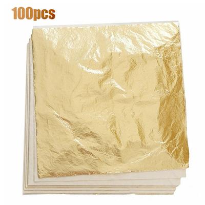 100 Sheets Composition Gold Leaf Kit For Arts Gilding Crafting Pure Leaves