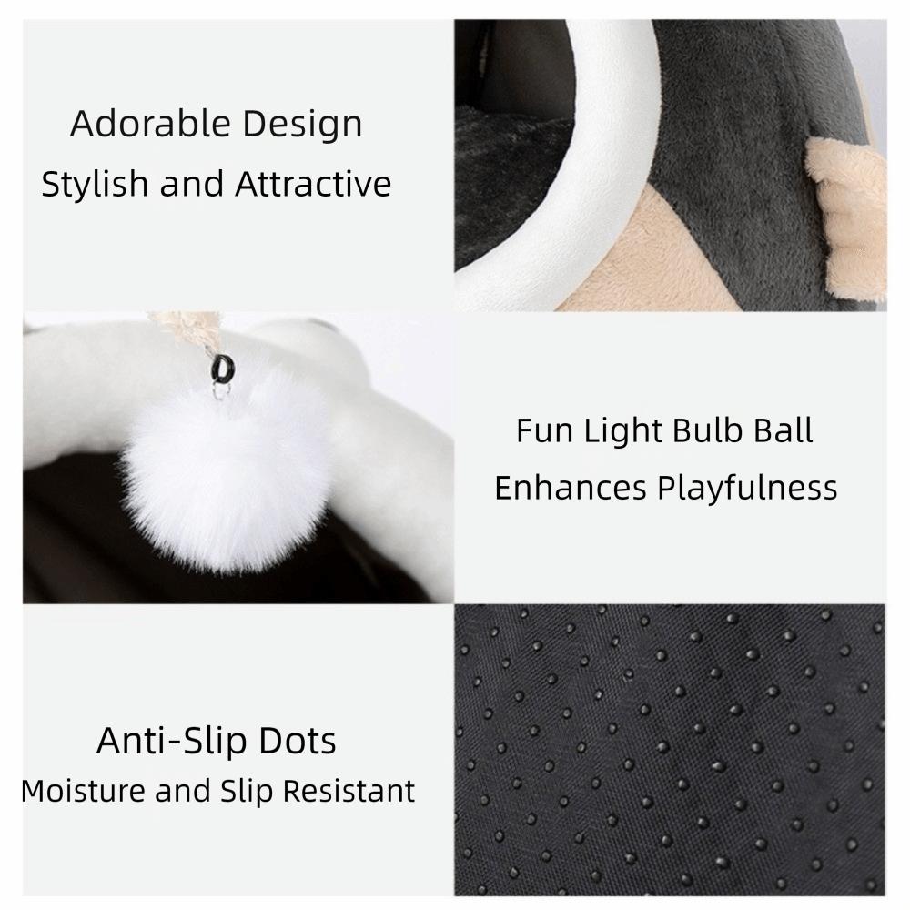 Warm Semi Enclosed Cat House Cartoon Cat House Tent Cute Lantern Fish Cat Bed Four Seasons