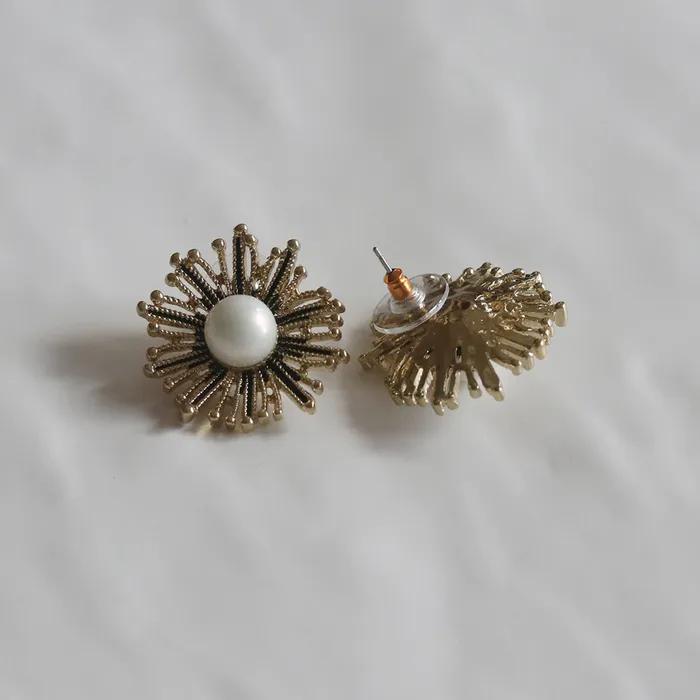 _JJ19 Antique Point Pearl Bold Earrings