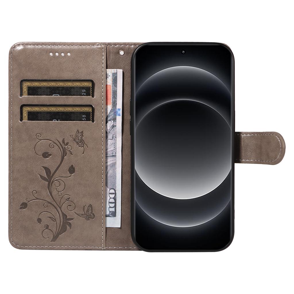 For Xiaomi 14 Ultra PU Leather Cases Flower Pattern Wallet Stand Phone Cover with Strap