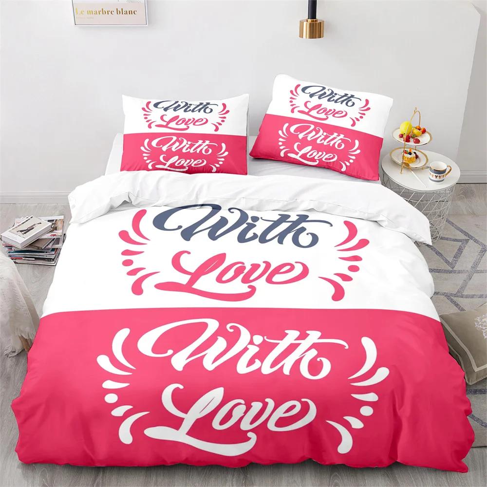 Valentine'S Day King Queen Duvet Cover Angel Cupid Bedding Set For Teens Adults Romantic Couple 2/3 Pcs Polyester Quilt Cover