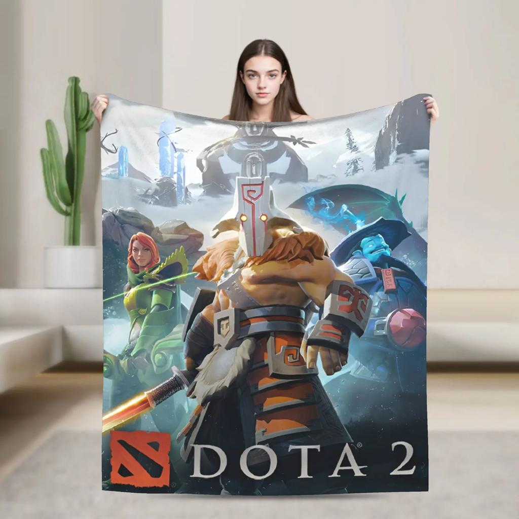 Dota Hero Collection Knitted Blanket Velvet Soft Warm Throw for Bedding Sofa Cartoon Game Theme Quilt Breathable and Cozy