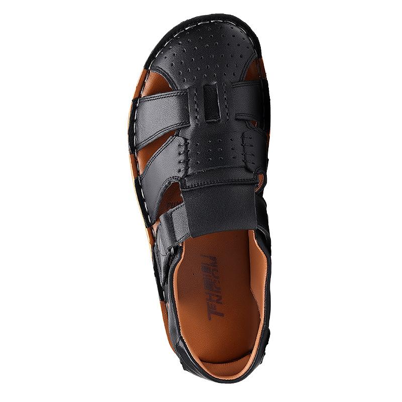 2024 Kvalitní Pánské Sandály Léto Sandály z Pravé Kůže Pánské Venkovní Ležérní Lehké Sandály Módní Pánské Pantofle Velikost 38-46