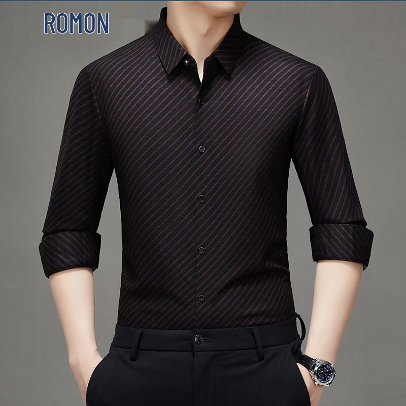ROMON Men s Casual Long-Sleeve Merino Wool Blend Shirt 56
