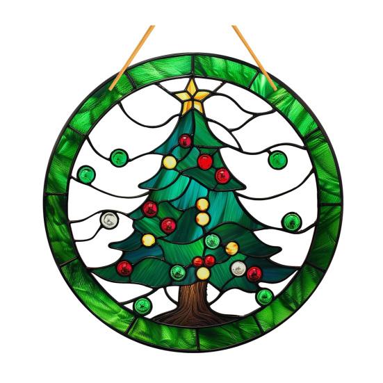 Christmas Sun Catchers Acrylic Painted Ornaments Holiday Window Tree Porch Decor Colorful Reflection Hanging
