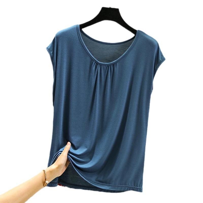 Damen Übergröße Sommer Kurzarm Locker T-Shirt - Einfarbiges Basic-Top