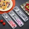 3Pcs Portable Cutlery With Storage Box, Spoon, Fork, Chopsticks For Workplace, Restaurant Kitchen Utensils Travel Accessories