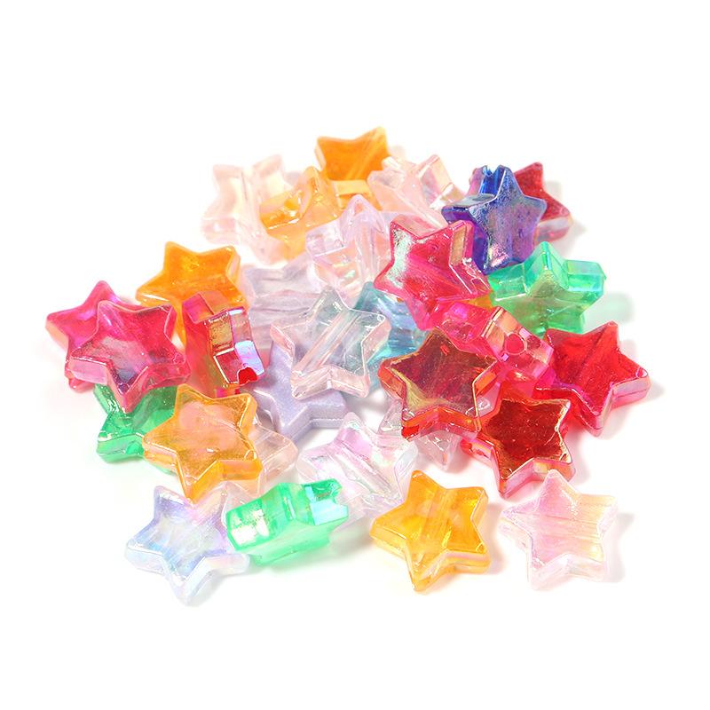 Artículos para fiestas en casa, moda, hechos a mano para hacer joyas, cuentas espaciadoras sueltas de color AB de pentagrama multicolor de alta calidad, cuentas de estrella elaboradas, 40 piezas nuevas