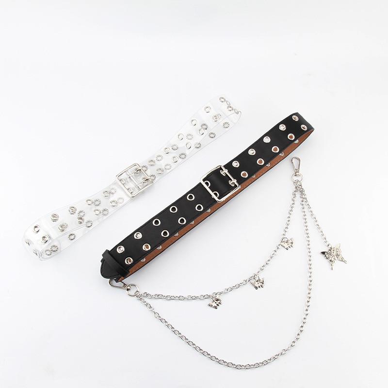 Fashion Double Breasted Design Women Waist Belt And Butterfly Metal Chain Decor