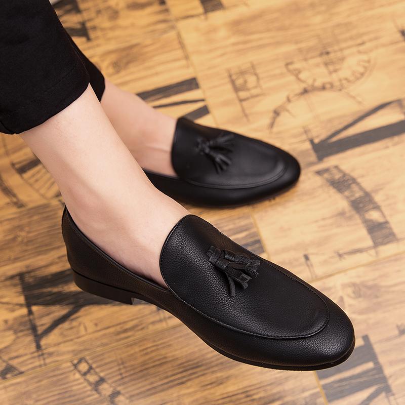 New Men Genuine Leather Pointed Toe Dress Shoe Business Shoes Men's Leather Super Soft Surface Soft Sole Foot Lazy Leather Shoes