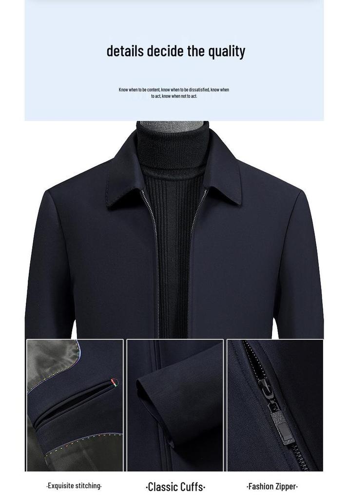 Premium Plus Size Men's Business Casual Jacket for Spring and Autumn - Solid Color Lapel Design