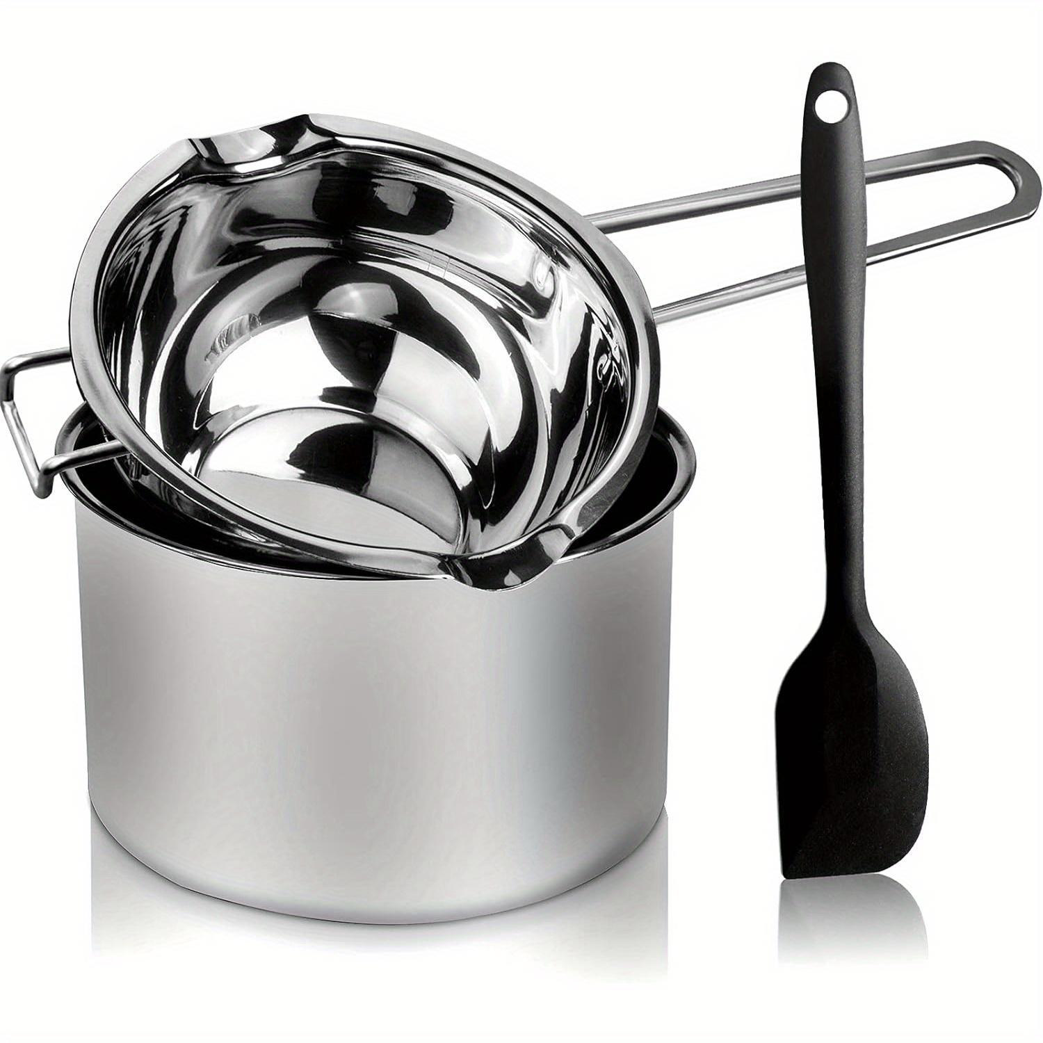 

Double Boiler Pot Set Stainless Steel Melting Pot with Silicone Spatula for Chocolate Soap Wax Candle Making 600ml 1600ml