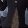 Elegant Faux Two-Piece Plus-Size Cheongsam Dress with Long Sleeves and Split Skirt