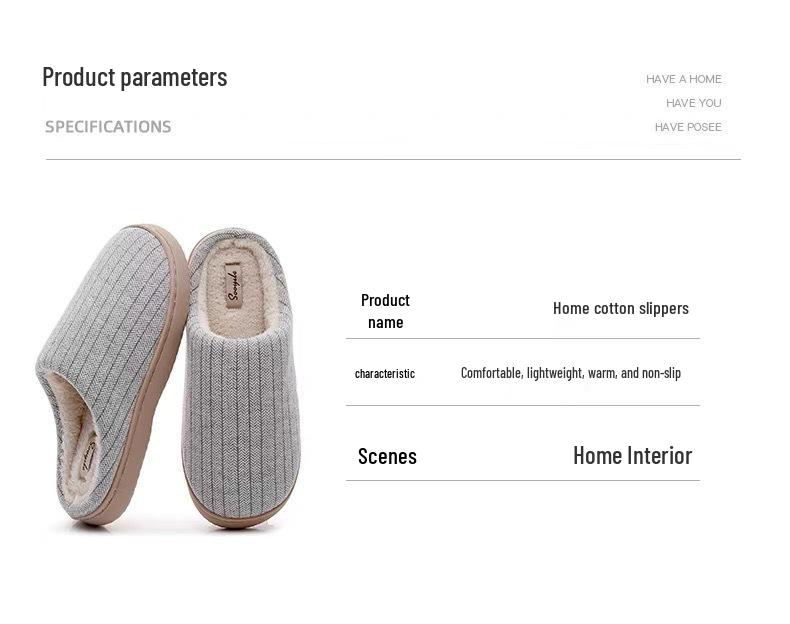 Japanese Silent Cotton Slippers - Soft Sole Indoor Footwear for Wooden Floors, Winter Warmth for Men and Women