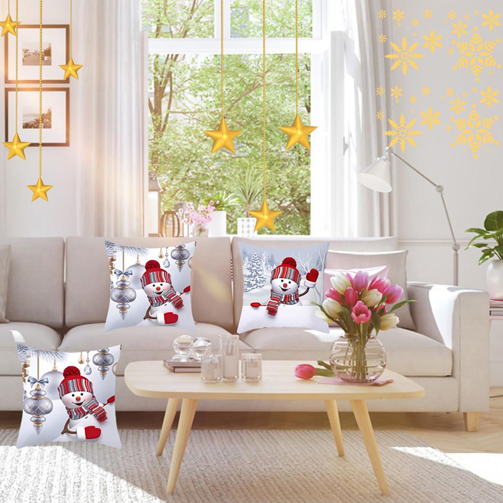 Christmas Snowman Pillowcase Cover Home Decor Sofa Cushion Cover 450*450mm
