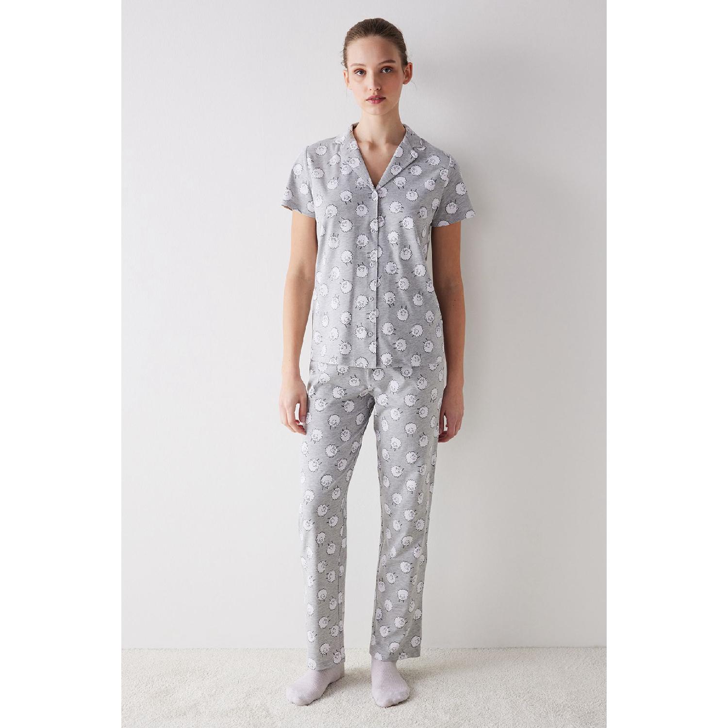 

Cute Sheeps Gray Shirt Pants Pajama Set M сірий колір