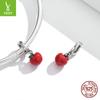 Epoxy Red Apple Diy Pendant, Fashionable Retro Fruit 925 Silver Beaded Accessories Scc1913