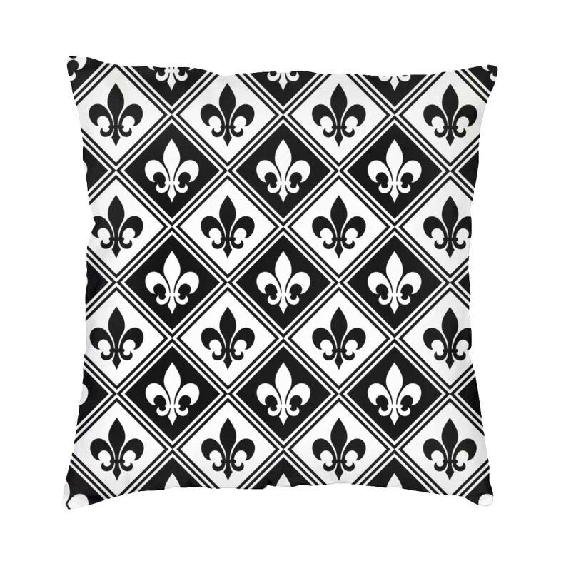 Elegant Black And Gold Fleur De Lis Cushion Cover Soft FleurDeLys Lily Floral Throw Pillow Case Home Decorative Pillowcase