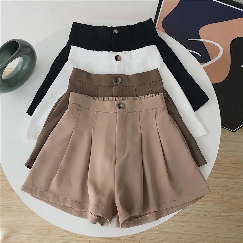 Summer Oversized Pleated Shorts High Waisted A-line Wide Leg Pants Casual Pants