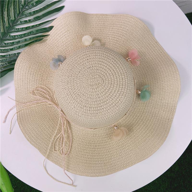 New summer flower straw hat ladies seaside vacation visor big brim beach hat foldable beach hat