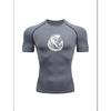 Men'S Spartan Warrior Helmet Print Compression T-Shirt, Quick Dry Short Sleeve Gym Workout Tee, Gray Vintage Style Athletic Fitness Training Top