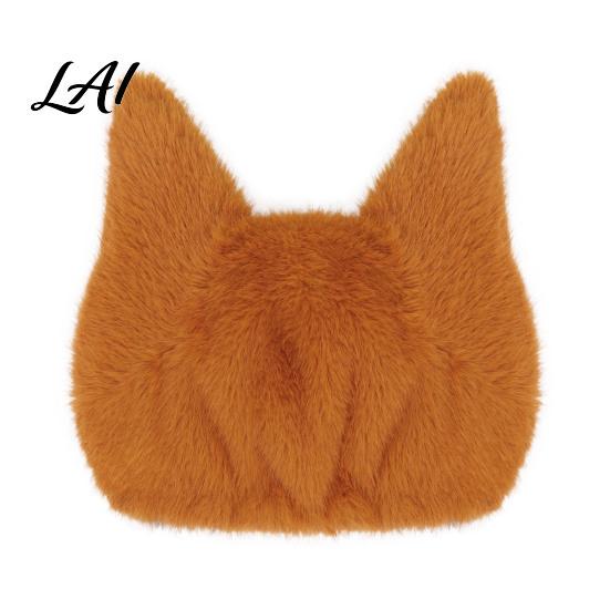 Double Sided Plush Headwear Animal Hat Fox And Wolf Double-sided Hat with 3D Ears Cute Pointed Ear Fuzzy Warm for Men Women Cosplay Party