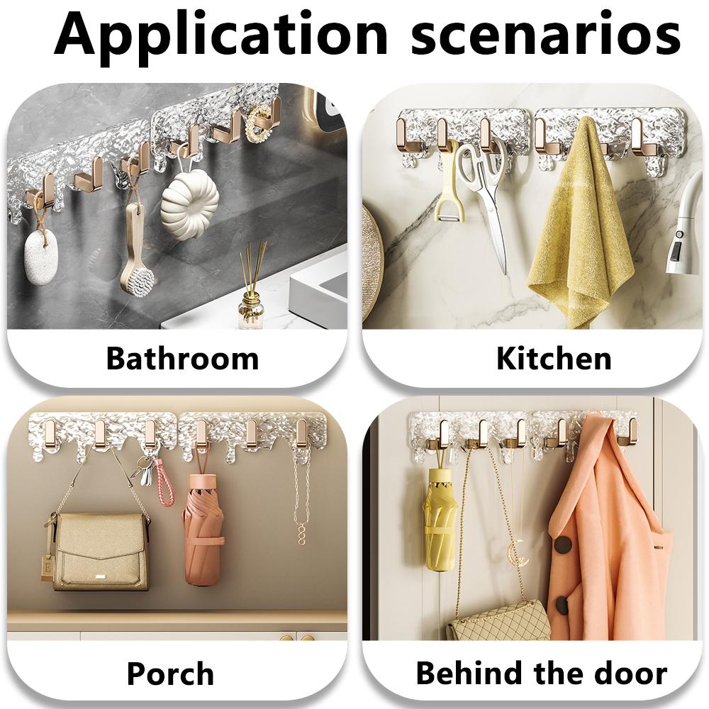 Hängehaken ohne Bohren Mehrzweck Selbstklebender Wandhaken Luxus Handtuchhaken für Badezimmer Hängeorganizer Schlüsselhalter