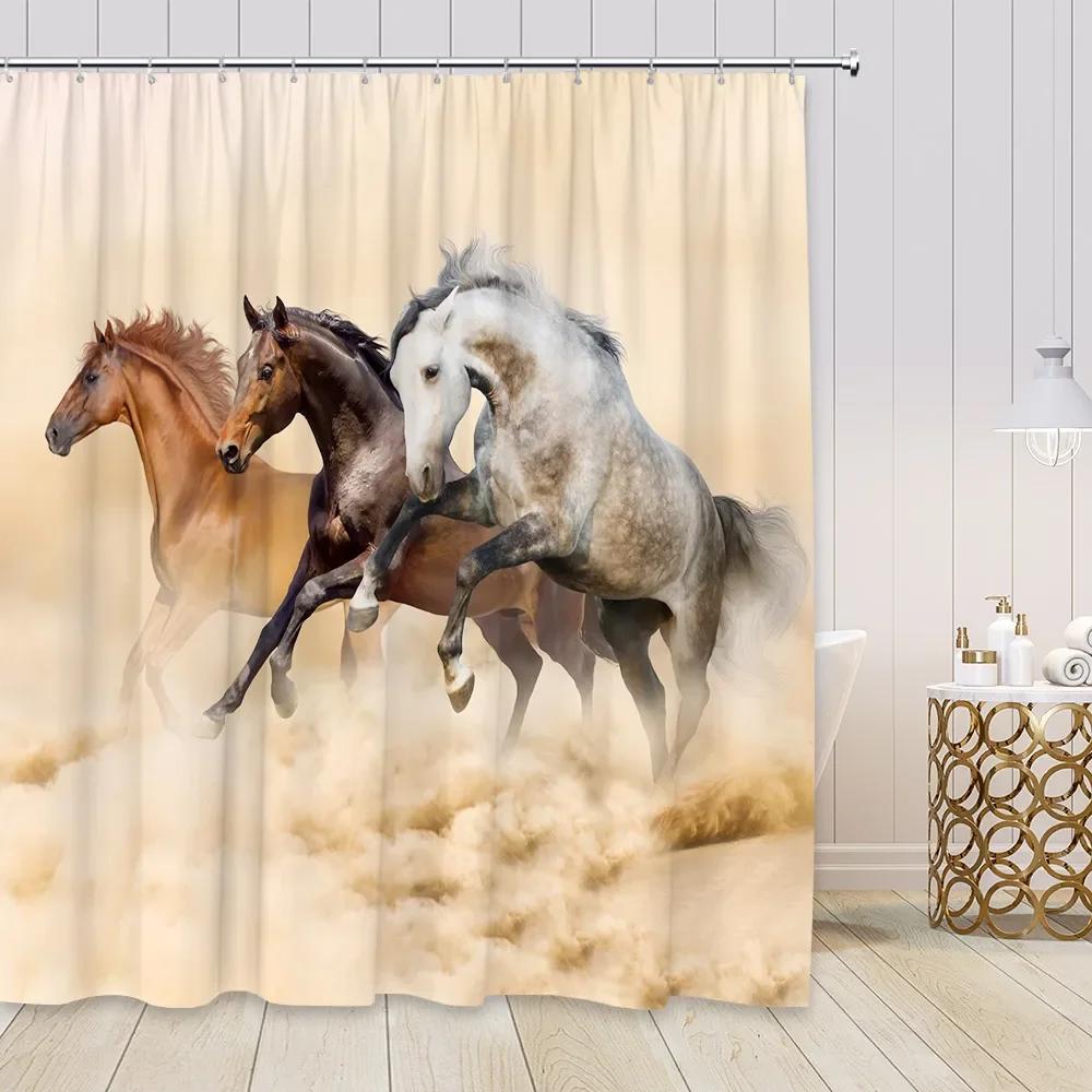 Horse Shower Curtains The Horse Running in the Desert Farm Animal Wildness wild animals Shower Curtain for Bathroom Decor Fabric