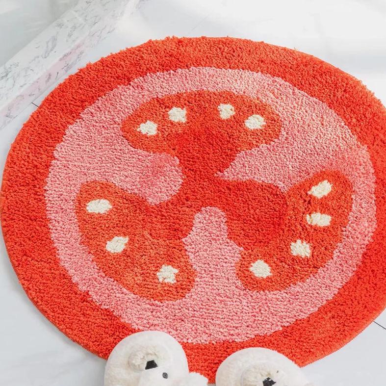 Adorable Cartoon Fried Egg & Vegetable Rug - Cozy, Cold-Proof Tufted Carpet for Kids’ Rooms & Bedrooms