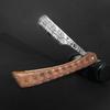 Tan Wood Handle Shaving Razor Professional Barber Shaver with Replaceable Blades Mens Eyebrow Razor Gift