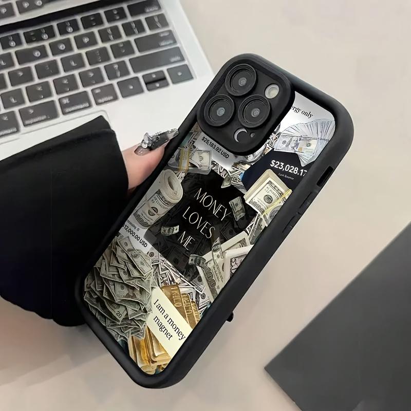 Coque design sur le thème du dollar pour iPhone 16 15 14 13 12 11 Pro/ Max/Plus couverture arrière anti-traces de doigts antichoc