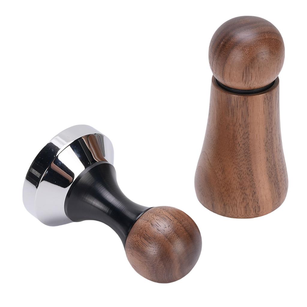 Nåltyp Kaffefördelare Rostfritt Stål Valnötsträ Kaffepress för Kaffemaskin