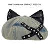 Creative Gift Denim 3D Cat Ear Hat Breathable Studded Cat Ear Beret Y2K Ear Hat