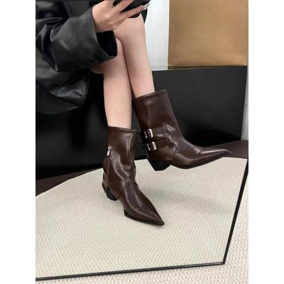 Spring and Autumn New Fashion Style Pants Boots Children's Belts Buckles Short Sleeves High Heels Leather Boots