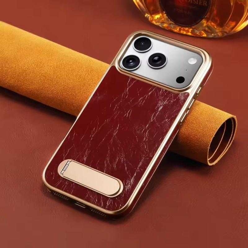 Geeignet für iPhone 17 16 15 14 13 Pro Max Plus Air-Leder magnetisch kabelloses Laden versteckte Halterung Handyhüllen