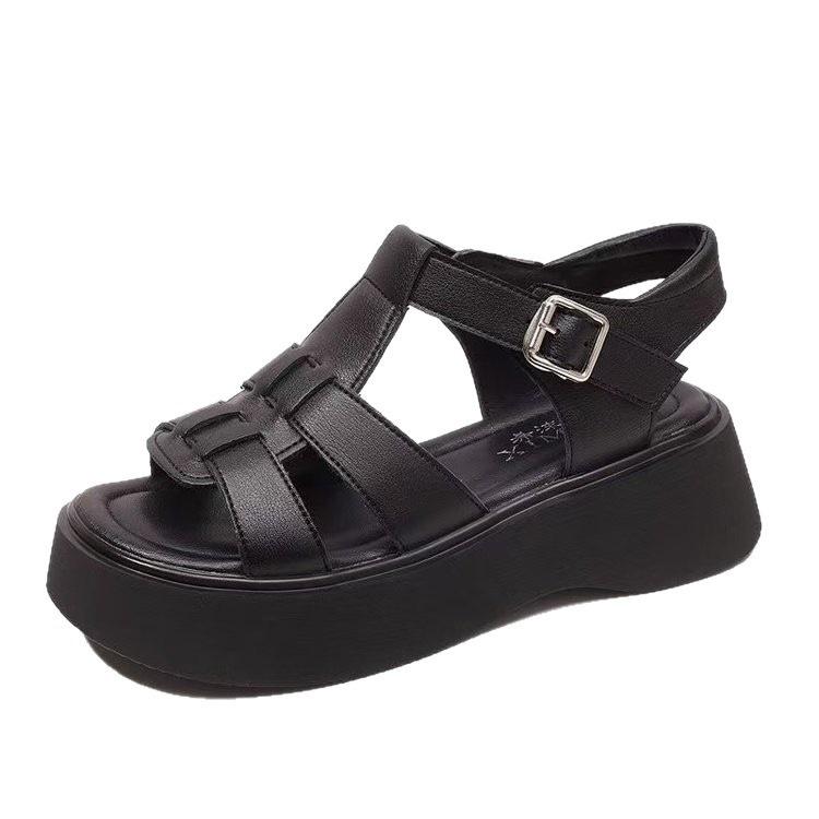 Thick-soled Roman Sandals Summer New Heightening Sandals Fairy Style Skirt Soft-soled Beach Shoes