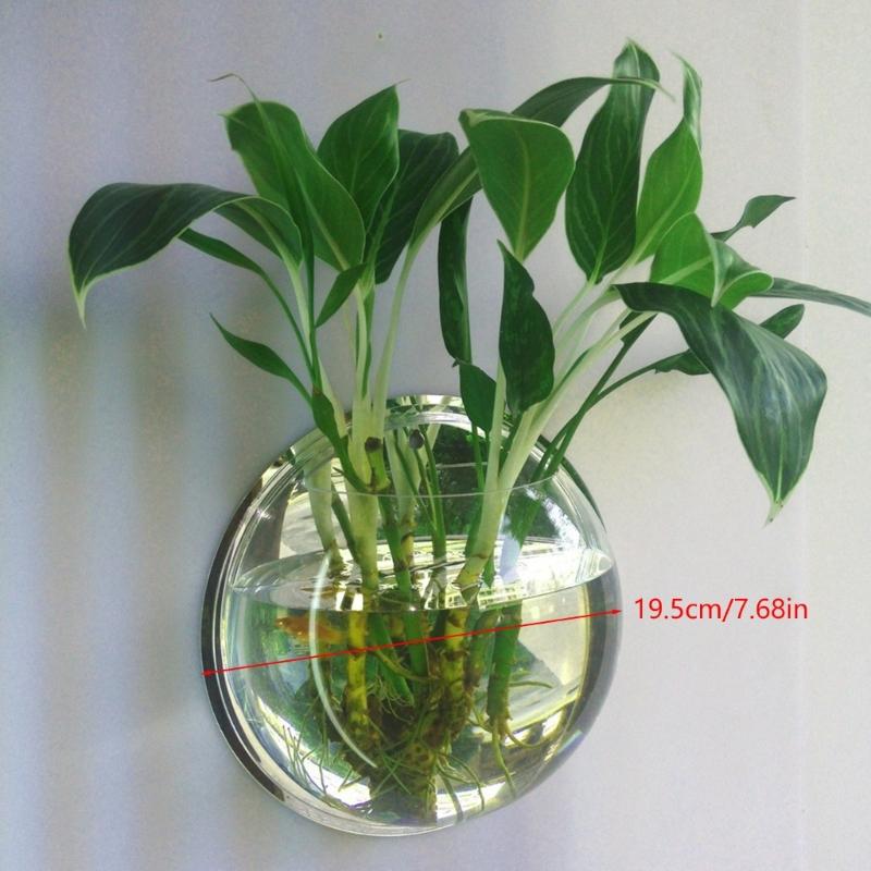 Wall Mounted Clear Acrylic Fish Bowl Transparent Wall Hanging Fish Tank Wall Mounted Aquarium Wall Plant Pot Planter